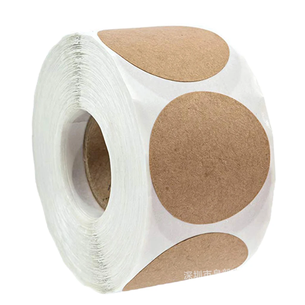 1 Roll Of Round Natural Kraft Homemade Blank Self Adhesive Stickers Gift Tags, 500 Labels Per Roll 1 Roll Of Round Natural Kraft Homemade Blank Self Adhesive Stickers Gift Tags, 500 Labels Per Roll