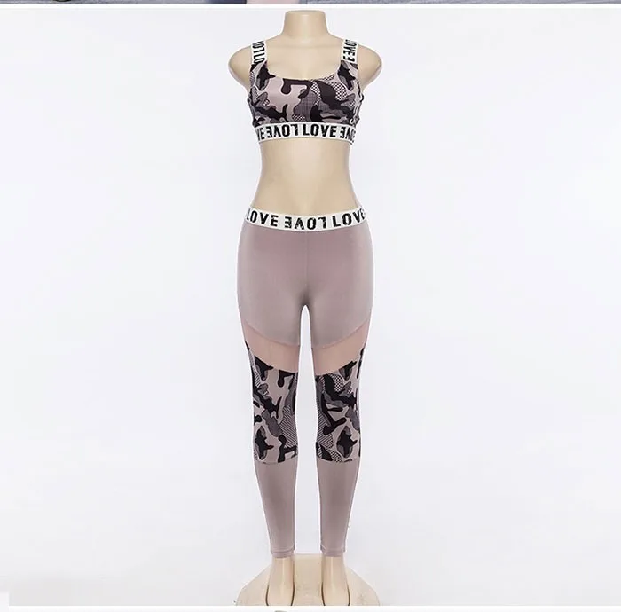 SNUGUG Camo Sportswear Woman Gym Sports Fitness Suit Female Dry Fit Sport Set Camouflage Tracksuit Workout Clothes Women