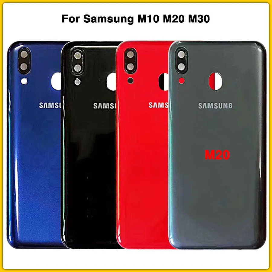M30 крышка батареи для samsung M10 M20 M30 Задняя крышка батареи задняя крышка+ с объективом камеры стекло