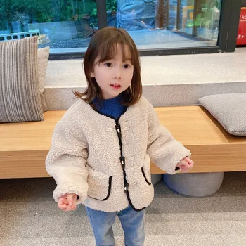 

2020 Autumn and Winter Coat Horn Buckle Cotton-Padded Boys and Girls Coat baby girl winter jacket baby girl winter clothes