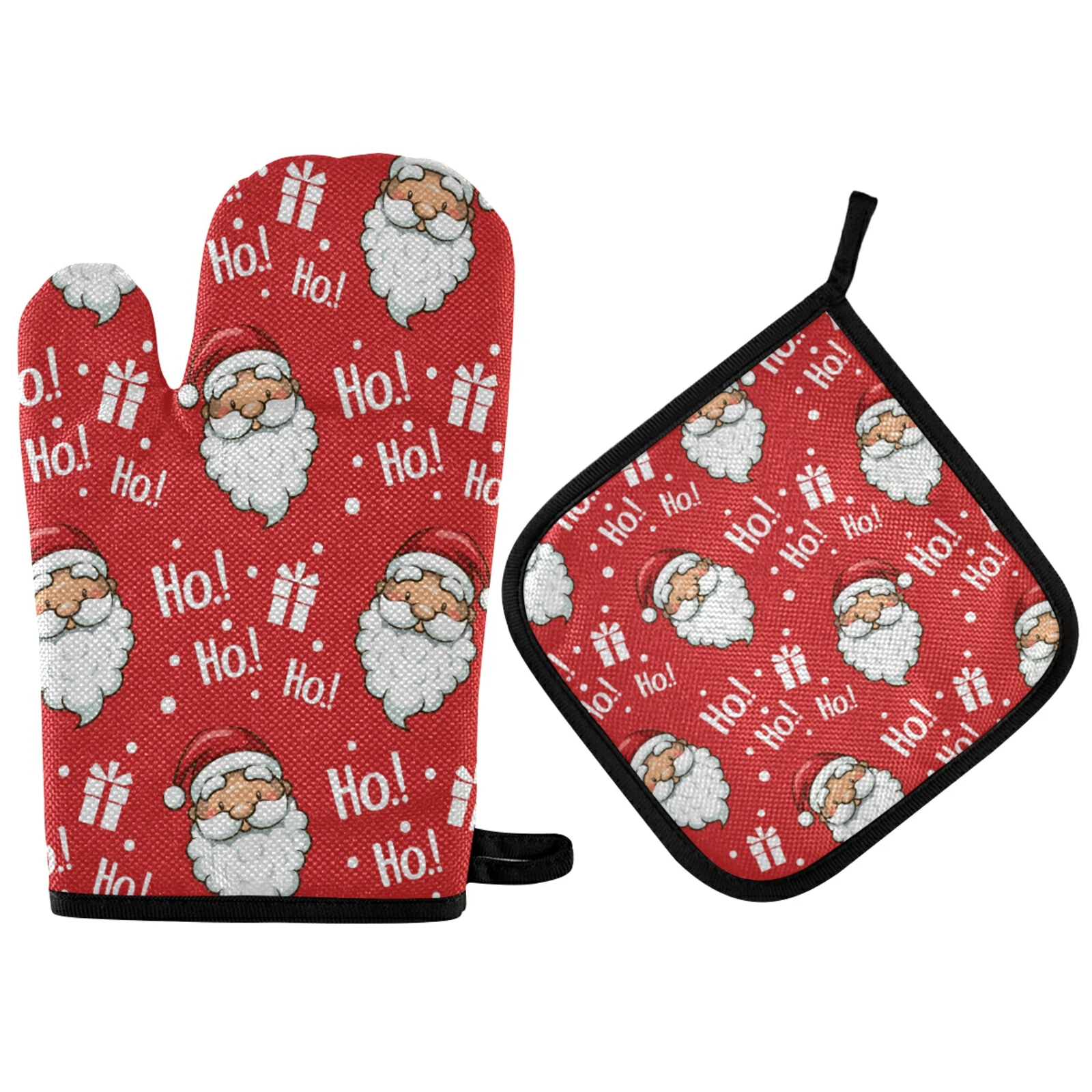 

Merry Christmas Microwave Oven Mitts And Pot Holders Set Kitchen Potholder Mats For BBQ Insulation Gloves Oven Mitts Baking