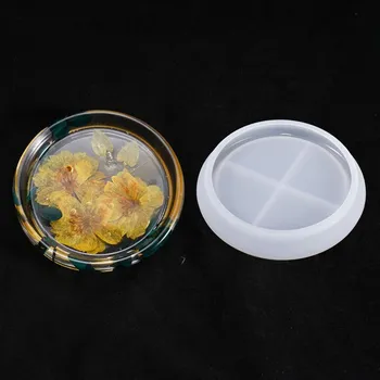 

Round DIY Crystal Epoxy Mold Saucer Coaster Manual Epoxy Tray Silicone Mold Round Saucer Table Decoration