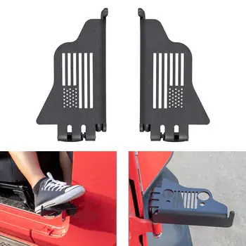 

2Pcs Aluminium American Flag Car Vehicle Stepping Ladder Foot Pegs rest Side Door Hinge Pedals Footrest for Jeep Wrangler 07-20