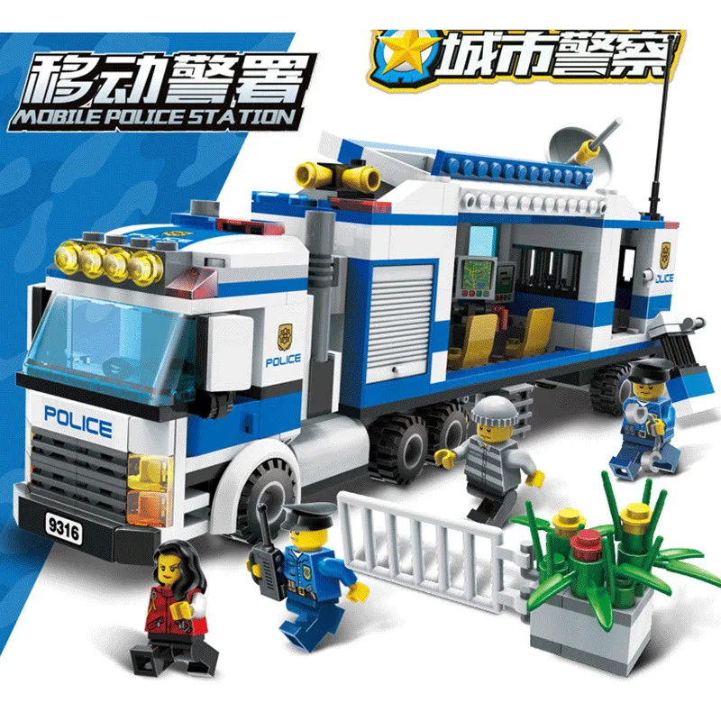 

407PCS Urban City Series Mobile Police Station Commandos Building Blocks Bricks Toys for Children Friends Christmas Gifts