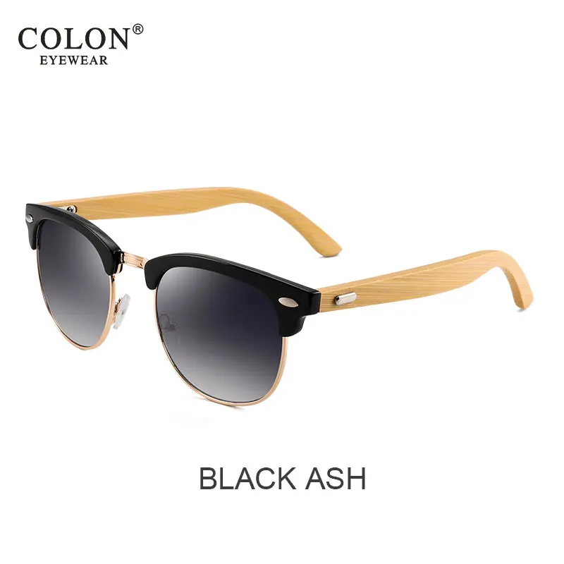 Женские бамбуковые солнцезащитные очки винтажные деревянные ножки солнцезащитные очки для мужчин половинчатая металлическая рама модный тренд UV400 очки Gafas De Sol - Цвет линз: Серый