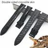 Two-sided Crocodile Leather Watchband 14 16 18 19 20 21 22mm Genuine Leather Alligator Watch Strap Band With Butterfly Buckle ► Photo 1/6
