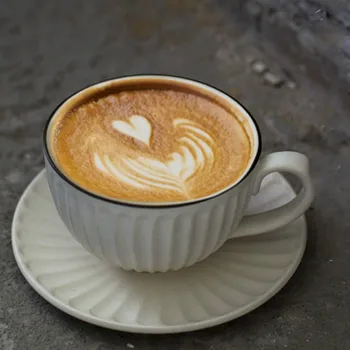 

Vintage Creative Coffee Cup Porcelain Pottery Office Japanese Tea Cups and Saucer Taza Cafe Ceramica Home Drinkware AB50CS