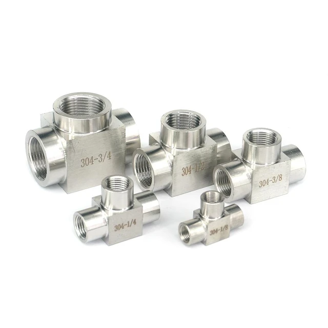 Conector de tubería de acero inoxidable 1/8, 1/4 ", 3/8", 1/2 ", 1", BSP M20x1.5, hembra igual en T, 3 vías, - AliExpress