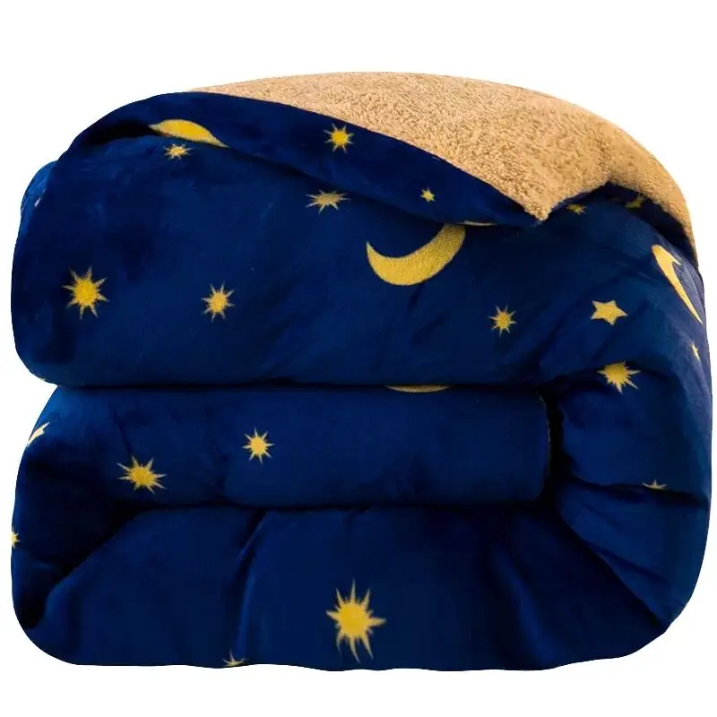 Теплое одеяло домашнее роскошное лоскутное из кашемира и ягненка односпальное