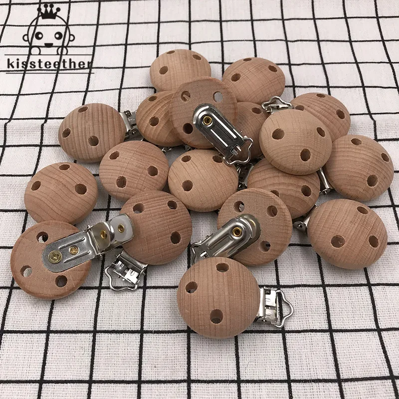 20pcs Wooden Pacifier Clip Nursing Accessories Beech s Chewable Teething Diy Dummy Chains Baby Teether
