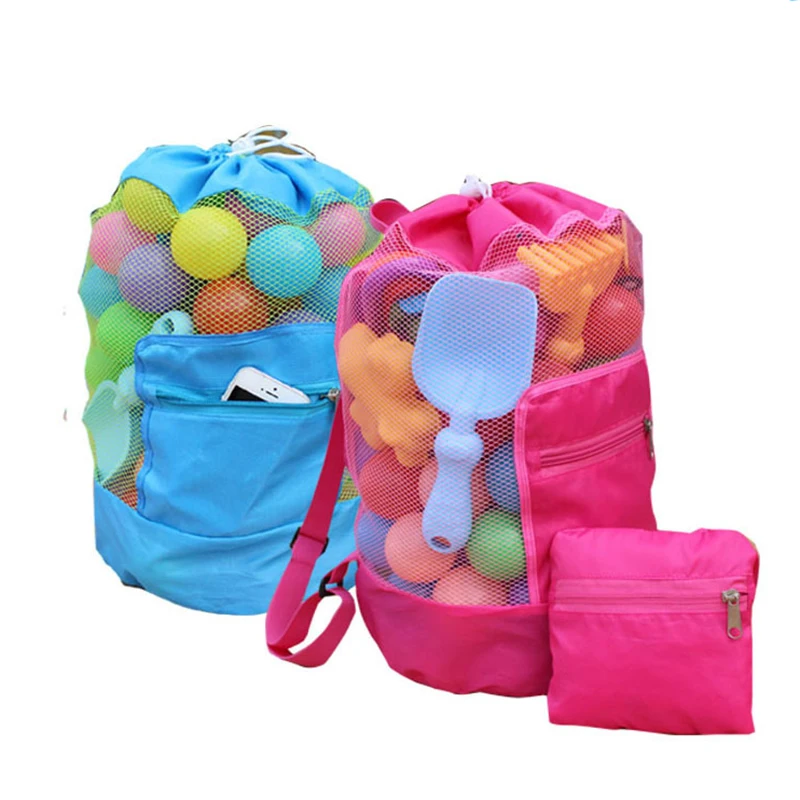 Fashion Foldable Sand Away Beach Pouch Tote Mesh Bag Travel Children Toy Organizer Sundries Net Drawstring Storage Backpack | Дом и сад