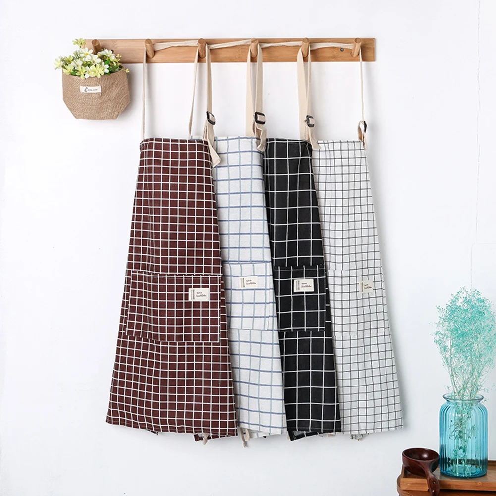 SINSNAN New Hot Fashion Lady Women Men Adjustable Cotton Linen High-grade Kitchen Apron For Cooking Baking Restaurant Pinafore