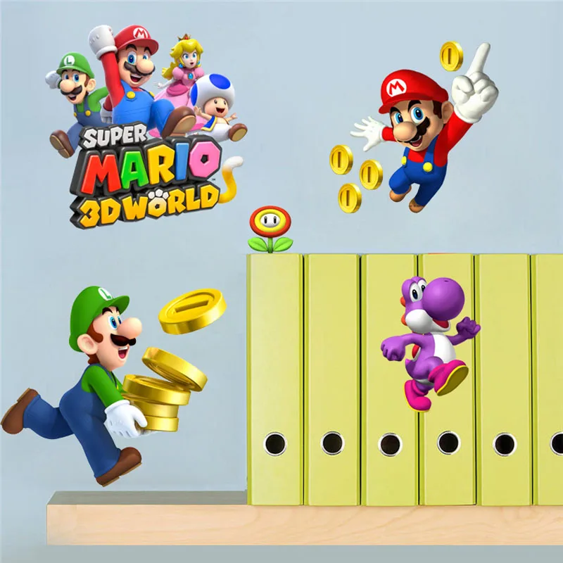 Модные креативные Горячие продажи DIY Super Mario Bros съемные настенные наклейки с рисунками для детской комнаты домашний декор