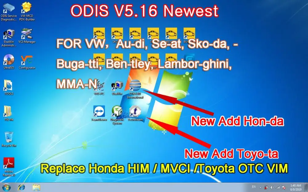 Добавить HDS для honda OTC Techstream для toyota V5.16 ODIS VAS5054A установлен в HDD Vas5054 для v w au-di диагностический сканер инструмент