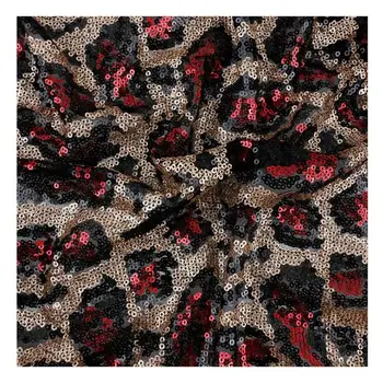 

Leopard pattern decorative cloth Sequin embroidered cloth fabric material