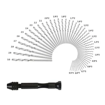 

49Pcs Mini Micro Drill 0.5-3mm Metal Bits Set Tool Hand Spiral Pin Vise Jewelry