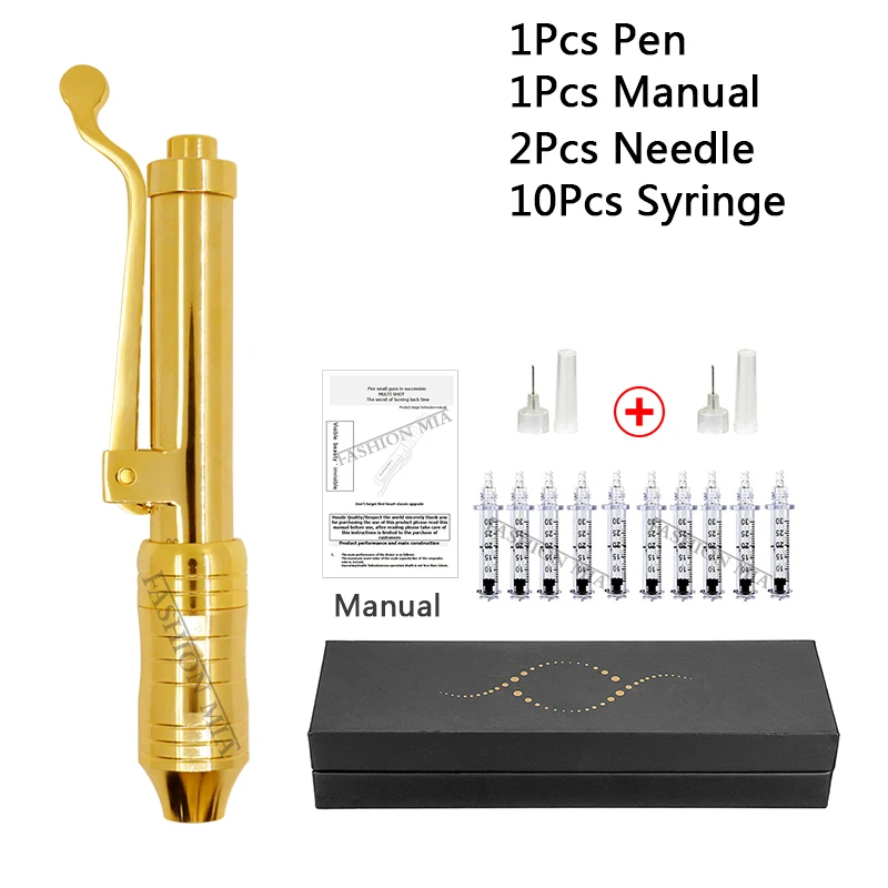 24k gold pen kit3 Мезо пистолет для инъекций 0,3 мл Золотая гиалуроновая ручка для губ без иглы гиалуроновая ручка кожный наполнитель Caneta гиалуроновая ручка ацидо хиалуронико - Номер модели: 24k gold pen kit3