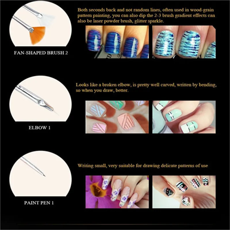 3d Nail Art Paiting Polish Design Kit with 12 Colors Nail Rinestones& 10 Adhesive Nail striping tape for False Acrylic Nails