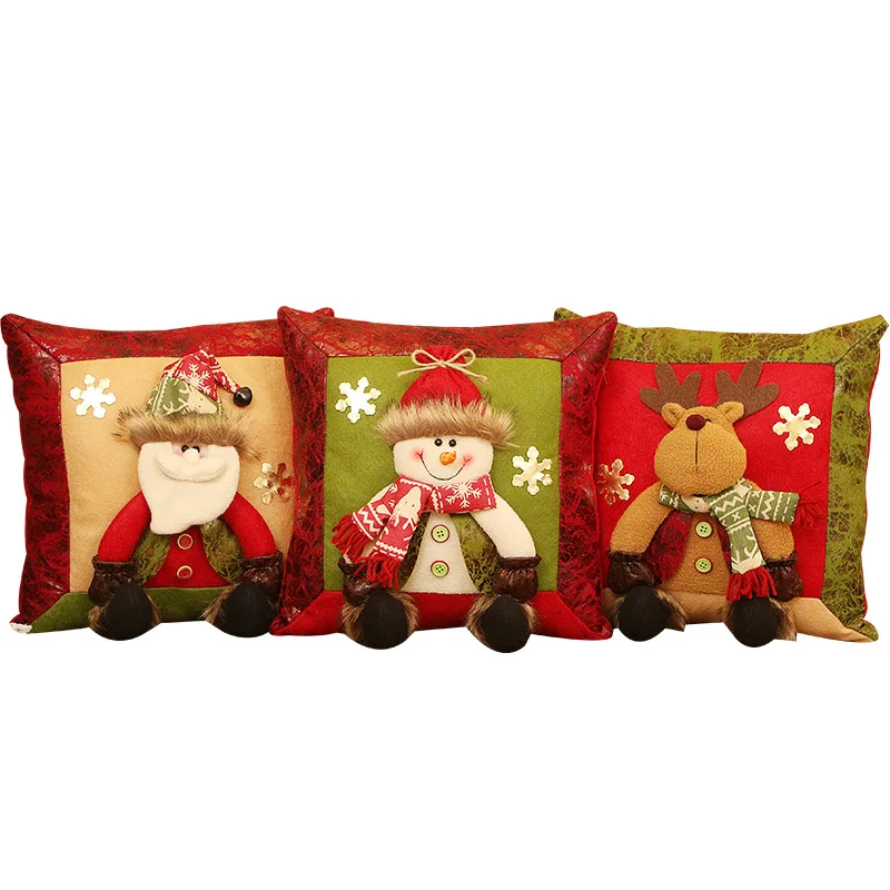 

35X35CM Stereoscopic Christmas Snowman Santa Claus Elk Square Pillow Christmas Decoration Creative Christmas Gift X3364