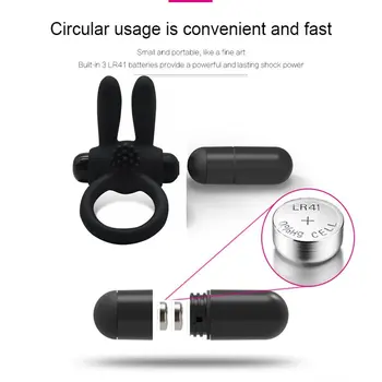durable rabbit penis ring vibrator cock cage cockring clitoris massager vibrating masturbation Cocking delay ejaculation sex toy 5