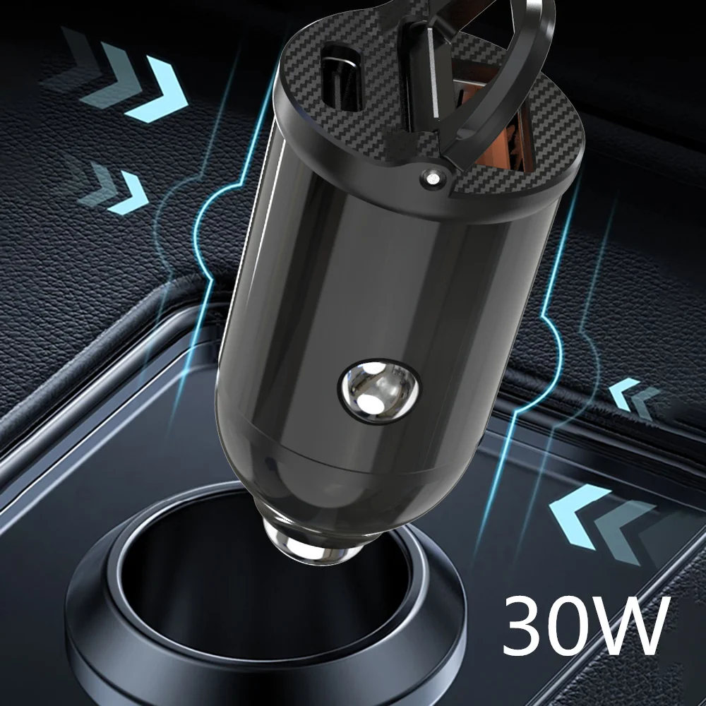 Kebidu 30W PD Car Charger Dual USB Type C Mobile Phone Metal Charging QC3 4.0 Quick Charge For iPhone Huawei Xiaomi | Мобильные