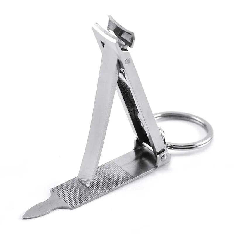 Stainless Steel Ultra-thin Foldable Hand Toe Nail Clippers 5 IN 1 Cutter Trimmer Manicure Scissors With Free Nail File With Ring