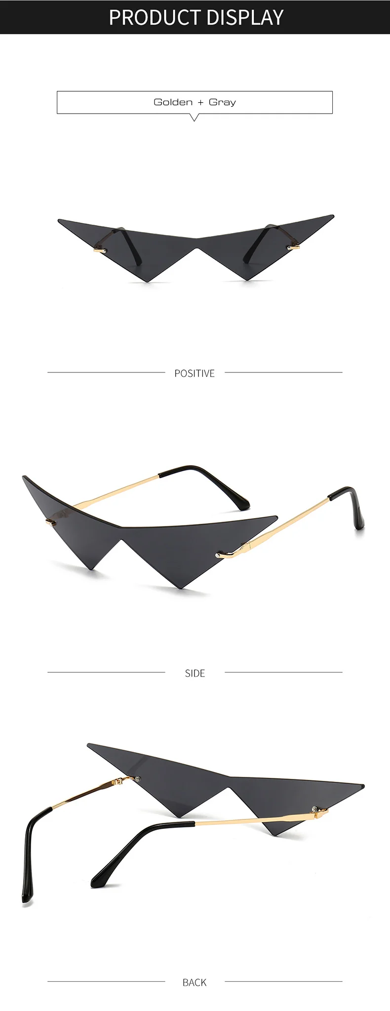 SO&EI Oversized Triangle One Piece Women Sunglasses Vintage Rimless Clear Ocean Lens Eyewear Fashion Men Cat Eye Sun Glasses women's sunglasses