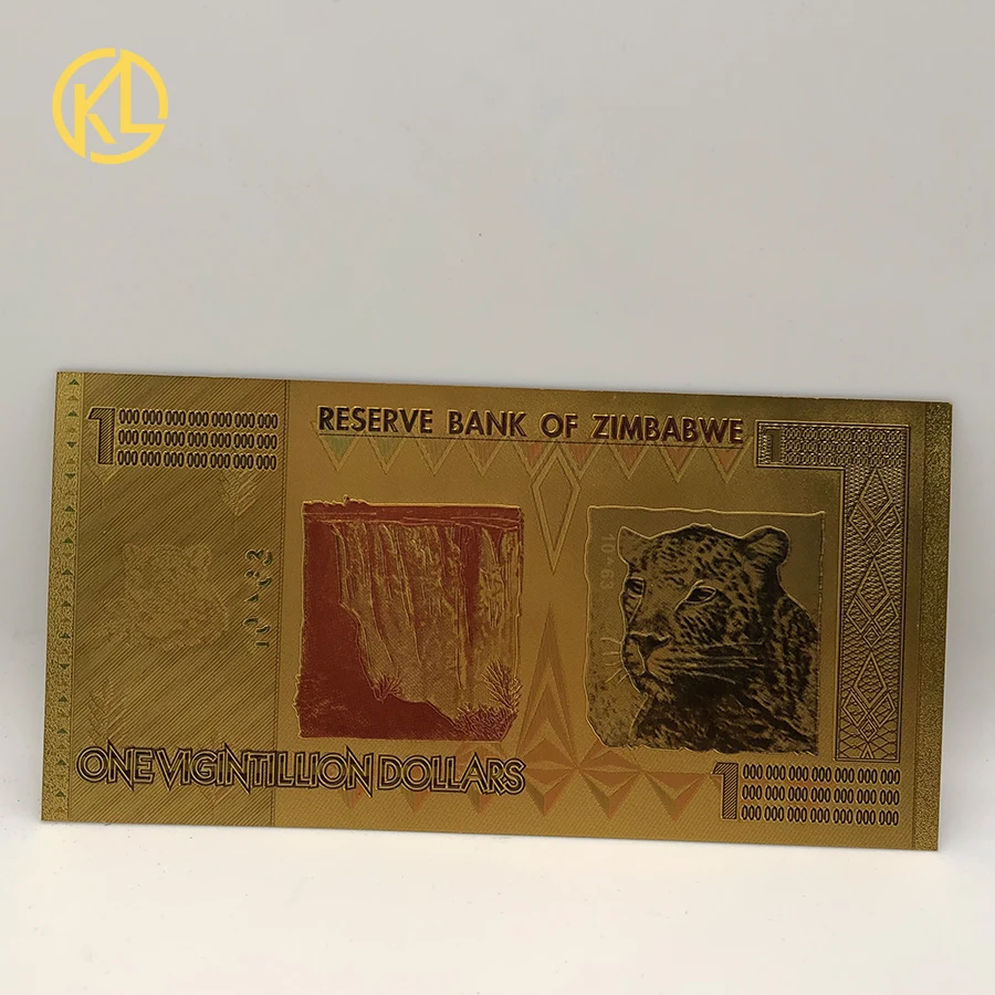 100 шт. с покрытыем цвета чистого 24 каратного золота Зимбабве банкноты сто триллионов квинтиллион Decillion Vigintillion билет для сбора подарок сувенир