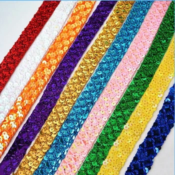 

New Multi-color Sequins Lace Handmade DIY Wave Pattern Weave Lace Fish Scales Multi-row Beads Gold Lace Accessories Tools