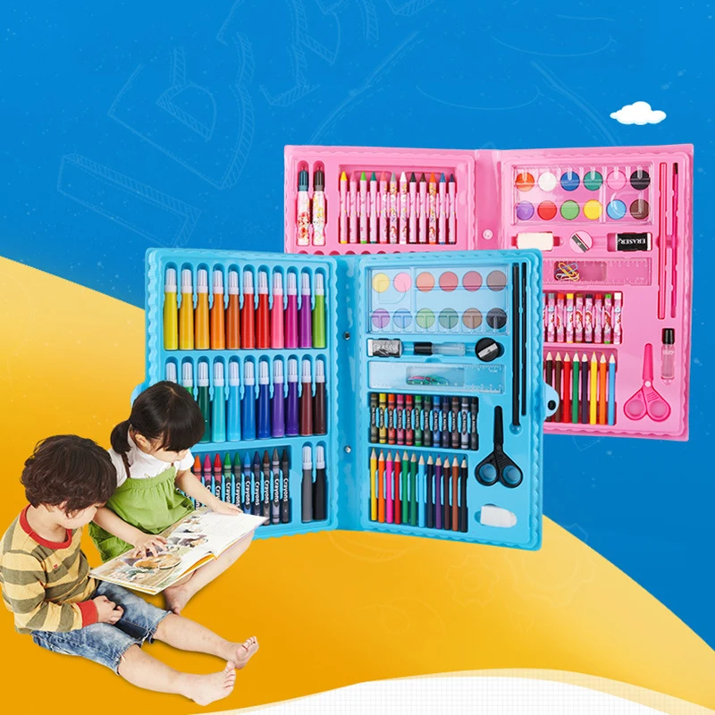 Billige 288PCS Kinder Malerei Kunst Set Kinder Geschenk Aquarell Zeichnung Kunst Marker Pinsel Pen Set Für Kinder Täglichen Unterhaltung Spielzeug geschenk