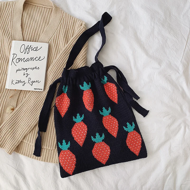 

2019 New Style Autumn And Winter Yarn Knitted Shopping Bag Union Flag Ethnic-Style Shoulder WOMEN'S Bag