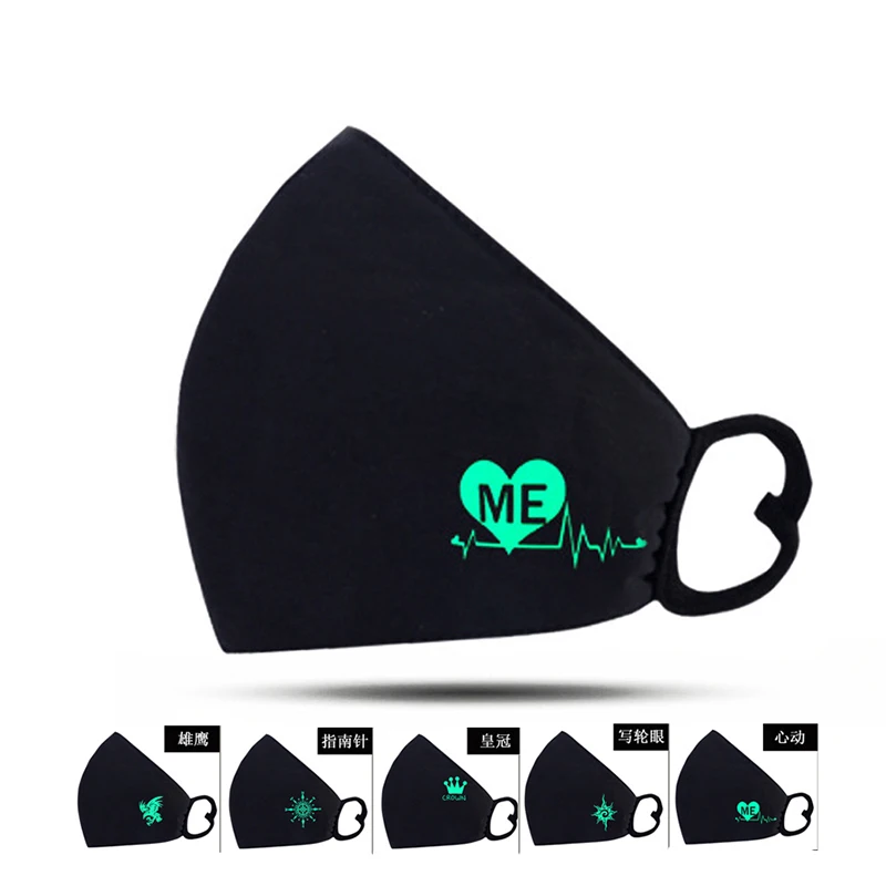 Светящаяся маска для взрослых полумаска рта черная респиратора Вечерние Маски