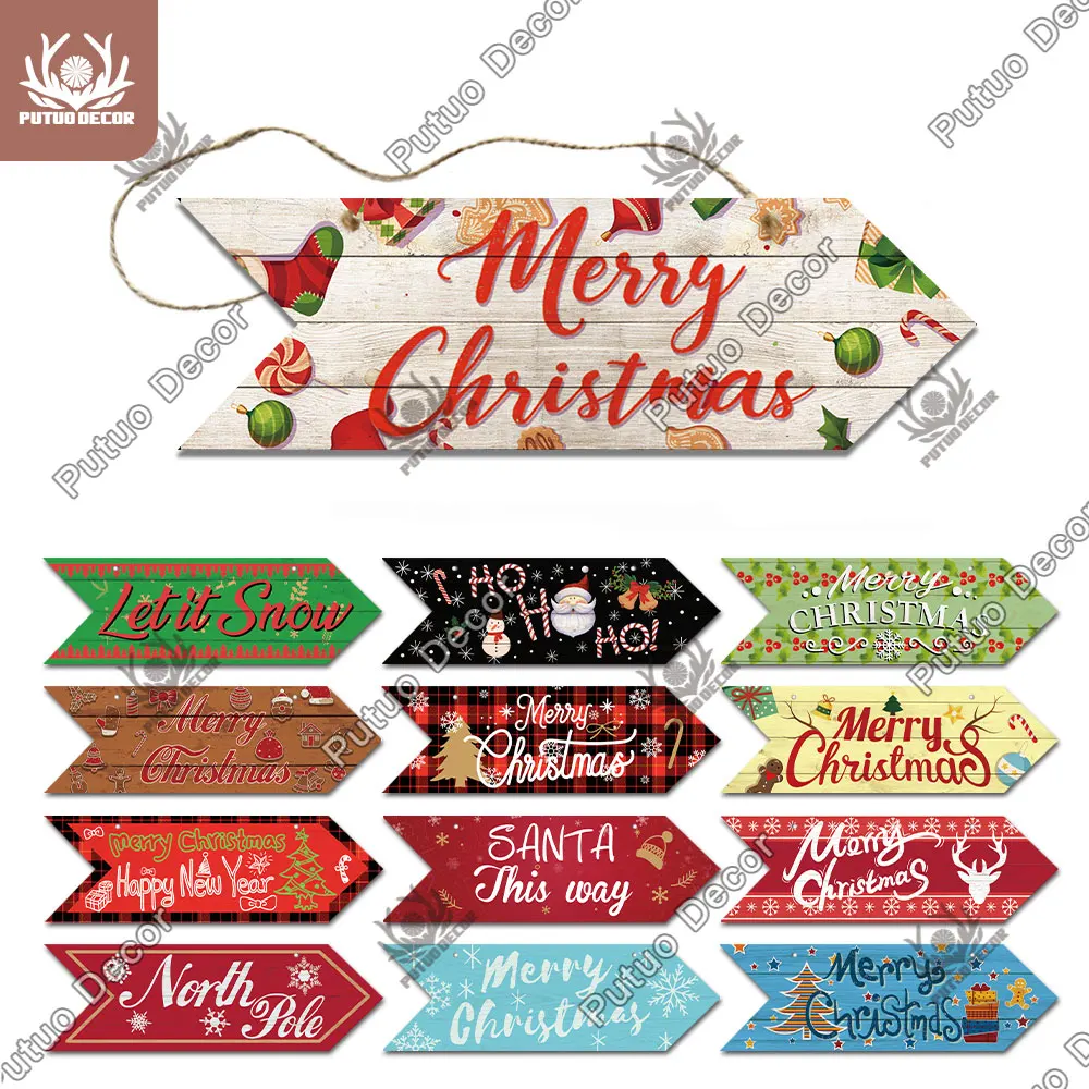 Декор Putuo с надписью &quotMerry Christmas&quot деревянный знак со стрелками деревянная
