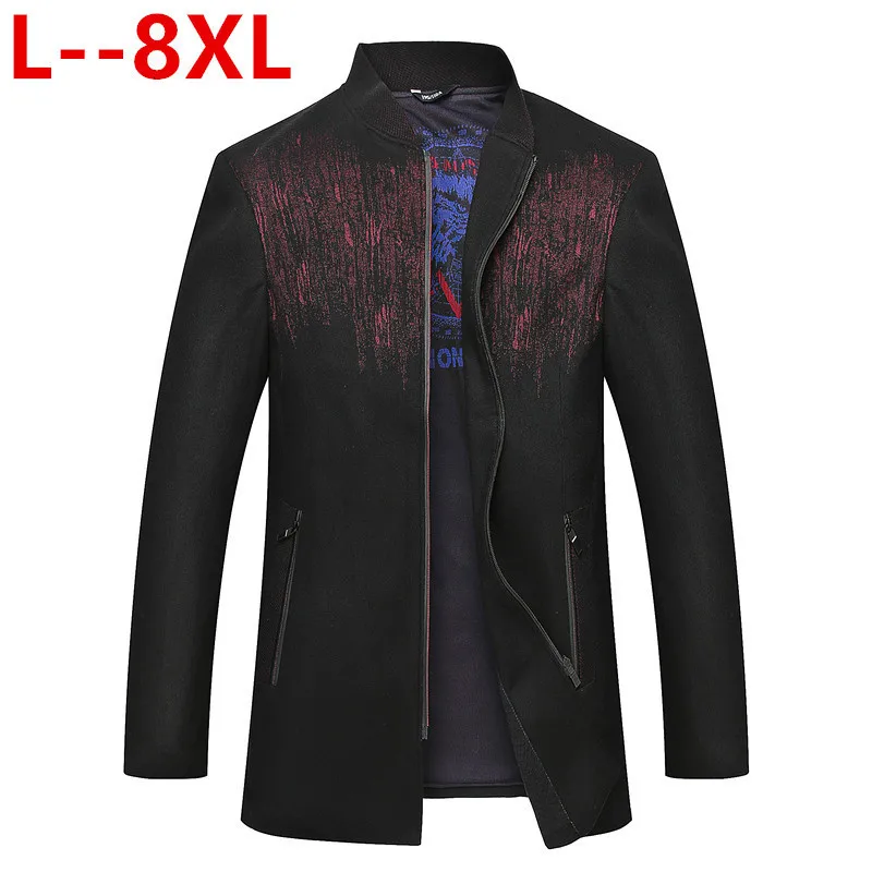 1 10XL 8XL Autumn Winter Men Casual Coat Thicken Woolen Trench Coat Business Male Solid Classic Overcoat Medium Long Jackets Tops - Цвет: 1