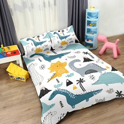 Cartoon Dinosaur Bedding Set For Boy Girls Bedroom Decor Twin Quilt Cover Set Single Bed Sheet Baby Kids Home Children linens 3D