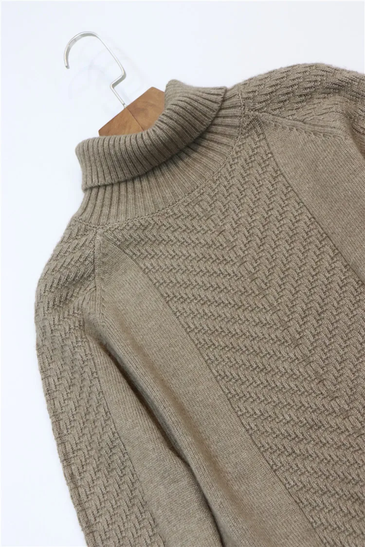 Real New Winter Knit Cashmere Suit Fashion High Collar Pullover Sweater Solid Color Casual Pants Feet And Two-piece Women