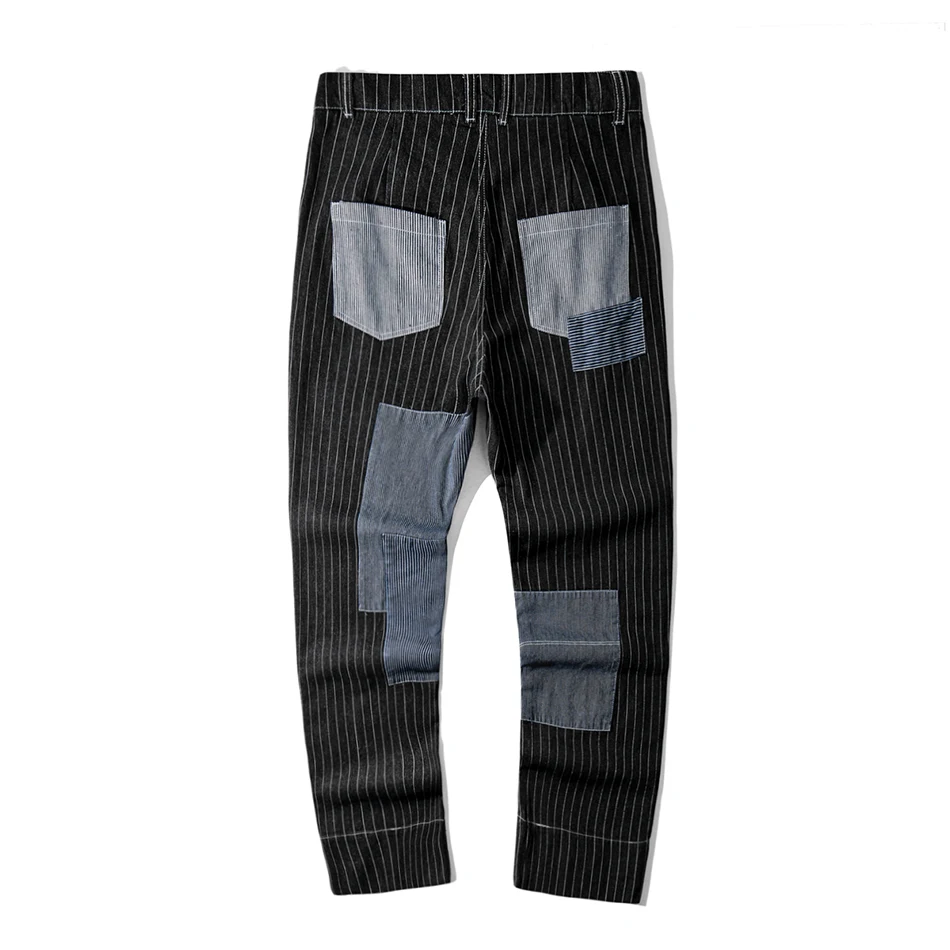 2XL плюс размер полосатые Лоскутные Длинные мужские штаны для бега Pantalones Hombre хип хоп брюки уличная Мужская s брюки