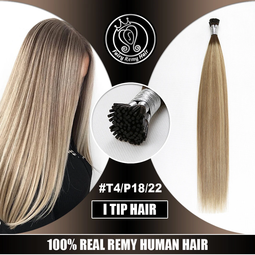 

I Tip Prebonded Hair Extension Keratin 100% Remy Human Hair Balayage Highlight Color 16-22 inch 0.8g/s 40g/pack Fairy Remy Hair