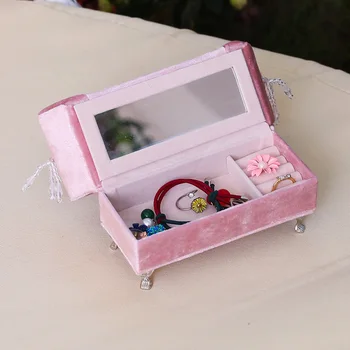 

Pink Bowknot Mini Furniture Sofa Couch Shape Jewelry Box Organizer Holder