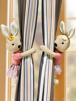 

2Pcs/set Daisy rabbit Doll Strap Curtain Clip Tie back Curtain Hook Accessories Curtain Buckle Children Room Decoration