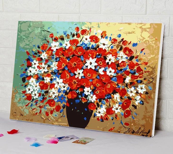 

DIY Oil Painting By Numbers Flowers Pictures Canvas Painting for Living Room Wall Art Home Decor