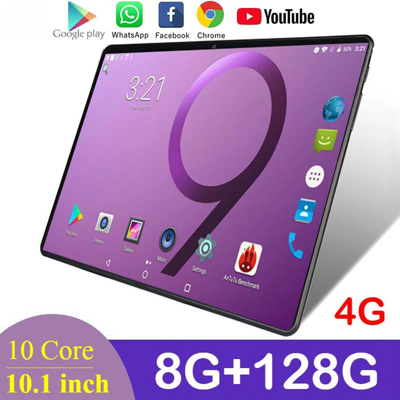 

10.1 Inch Tablet pc 10 Core 8GB RAM 128GB ROM Android 10 Tablets 1280*800 IPS 4G Call Dual Wifi GPS pc gamer Tablets 10.1
