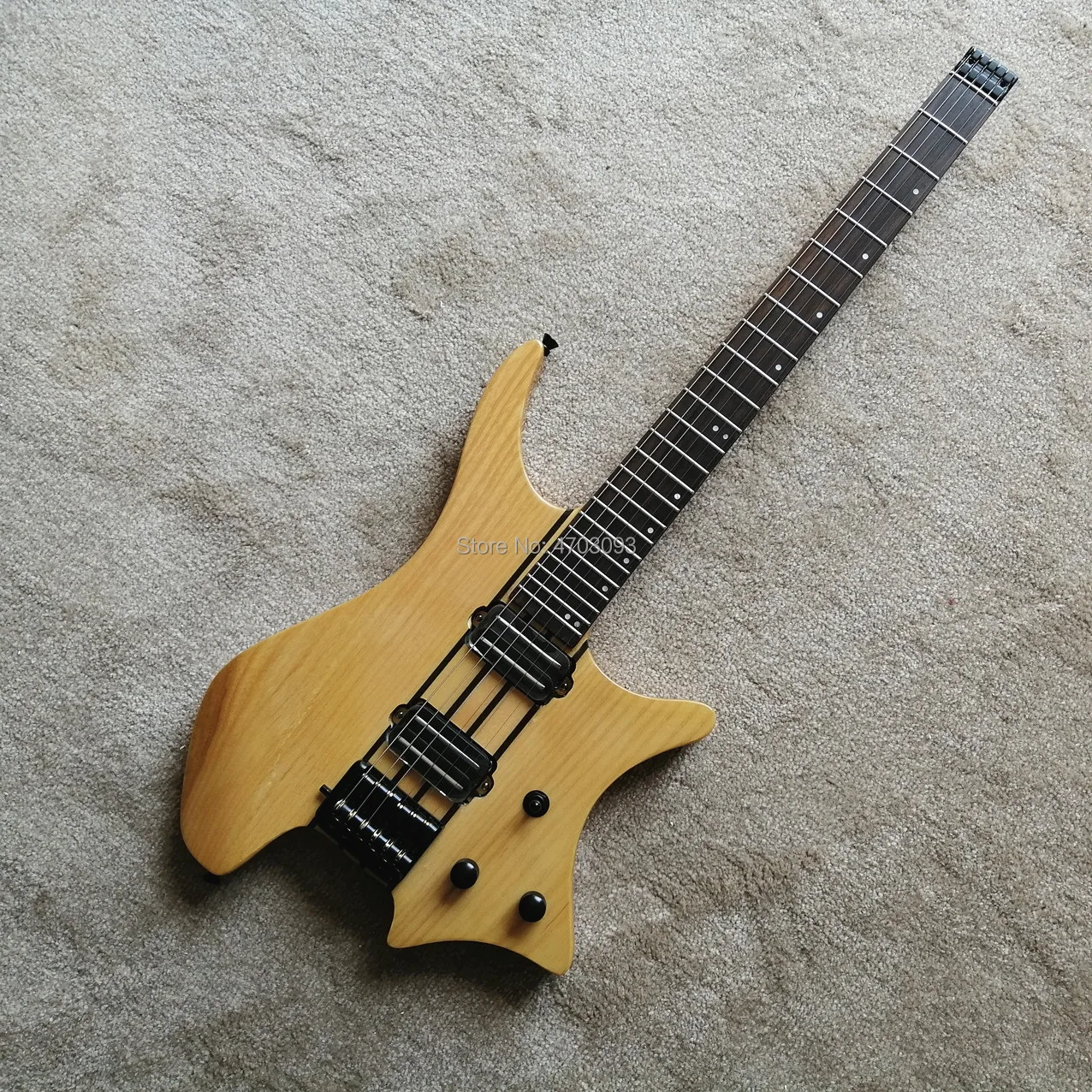 

In Stock Through Neck 6 Strings Electric Headless ,Natural Color Ebony Fretboard,Black Hardware,Free Shipping