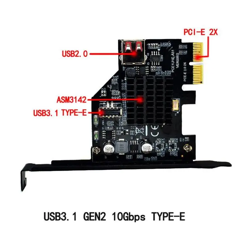 ASM3142 chip 10Gbps USB3.1 Gen 2 Type-E 20 Pin Expansion Card USB 2.0 PCI Express 3.0 X2 Adapter for Desktop PC Computer DIY NEW