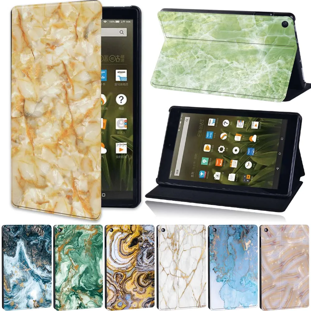 

Marble Leather Stand Tablet Cover Case for Amazon Fire 7 (5th 7th 9th Generation)/HD 8 (6th 7th 8th Gen)/HD 10 (5th 7th 9th Gen)