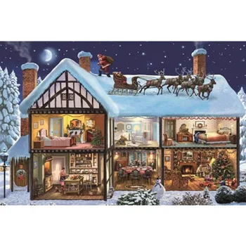 

Santa Claus House Full Drill Square Round 5D DIY Diamond Painting Kit Kid Christmas Gift Diamond Embroidery Rhinestone Picture