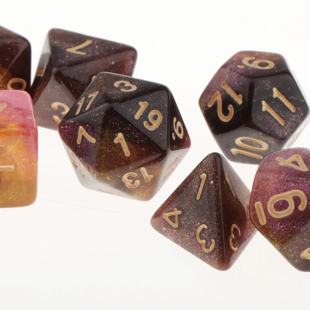 Pack of 7 Polyhedral Dices Table Board Games Party KTV for Dungeon and Dragons Polyhedral Dice Games DND Dice Set Kids Math Toys