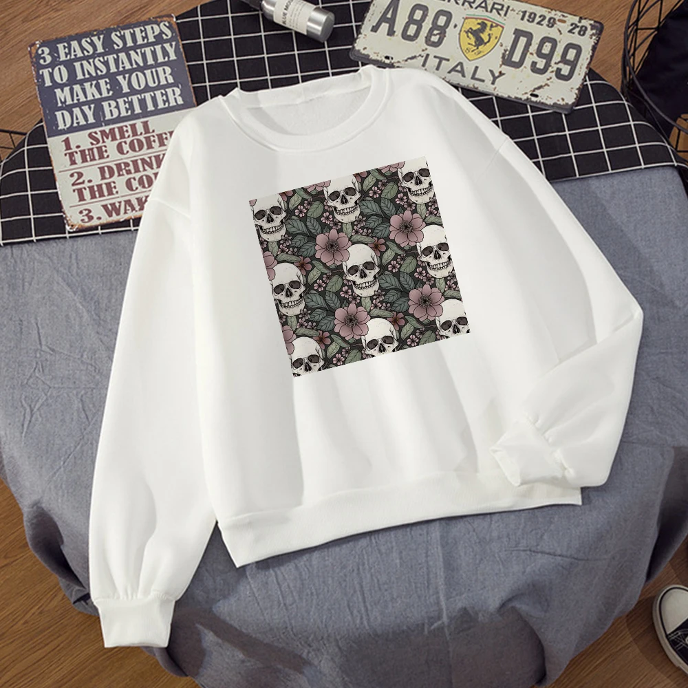 

Trendy vetement femm Oversize Fashion shirt Women's Funny Hoodies Skull and flowers Graphic women Casual Halloween Pullover