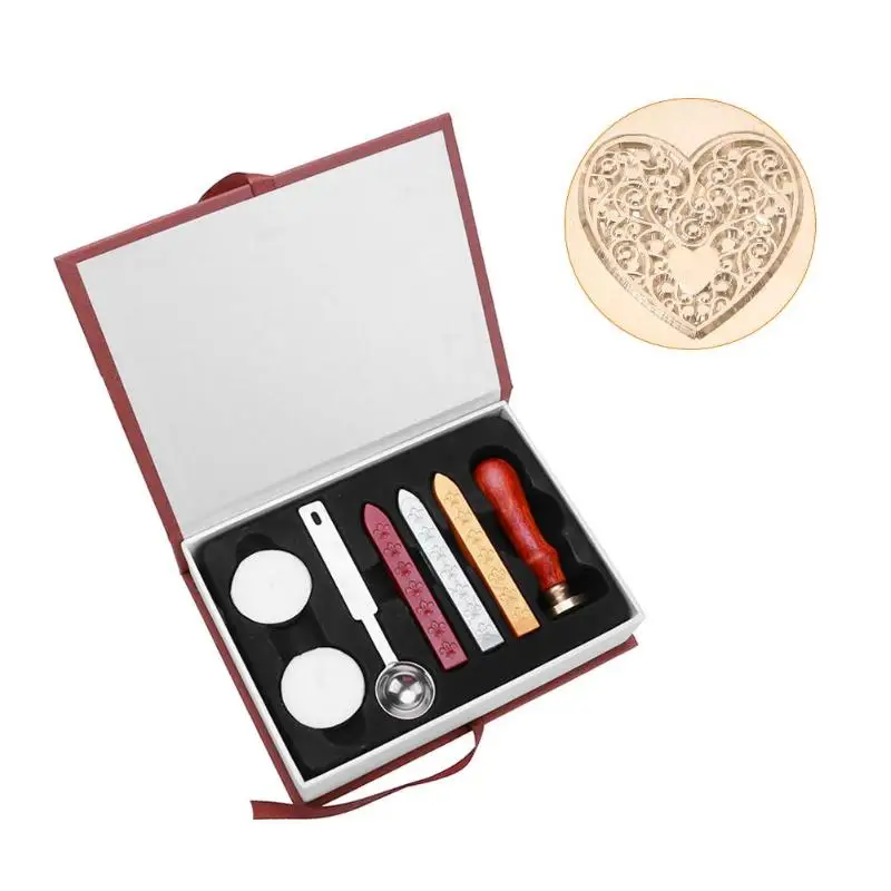 Воск, оформленный в стиле ретро печать с подарочной коробкой палисандр ручка съемная украшение для свадебного приглашения Письмо Конверт ремесло инструмент