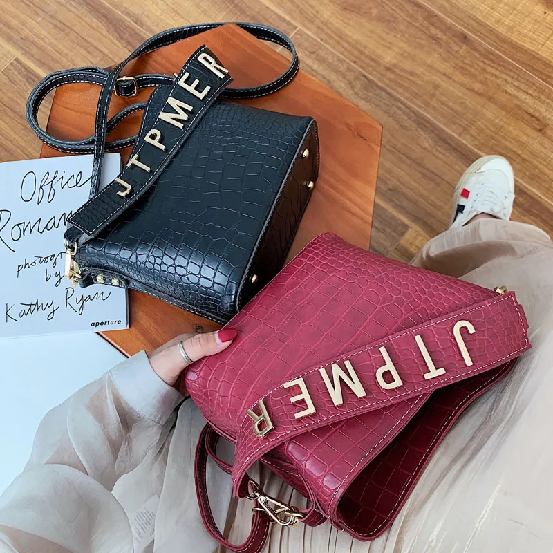 Stone Pattern Leather Crossbody Bags for Women Small Messenger Shoulder Bag Lady Handbag Letter Design Louis Brand Handbags